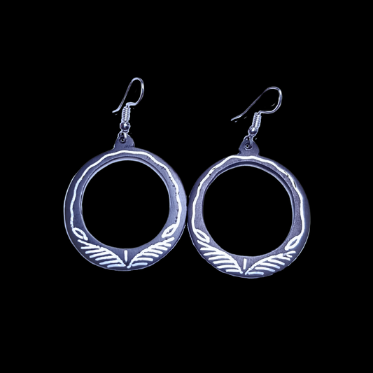Handcrafted Round Shape Earrings - Silver Inlay